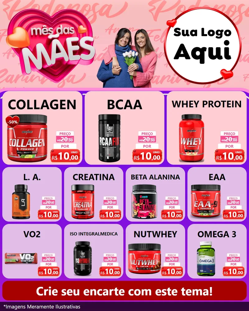 Modelo de Rede Social para Feed Instagram com o tema Mês Das Mães para Suplementos alimentares