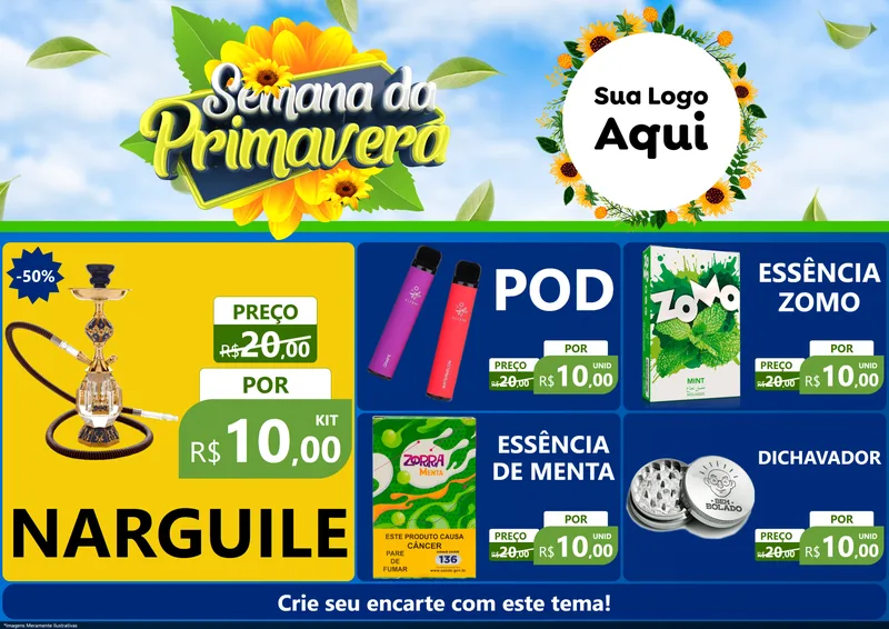 Modelo de Encarte para Encarte A4 Horizontal com o tema Semana da Primavera para Tabacaria