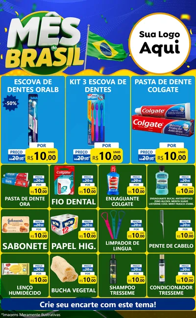 Modelo de Encarte para Encarte Grande com o tema Mês do Brasil para Higiene Pessoal
