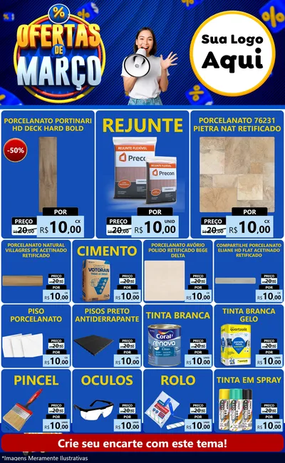 Modelo de Encarte para Encarte Grande com o tema Ofertas de Março para Pisos e revestimentos