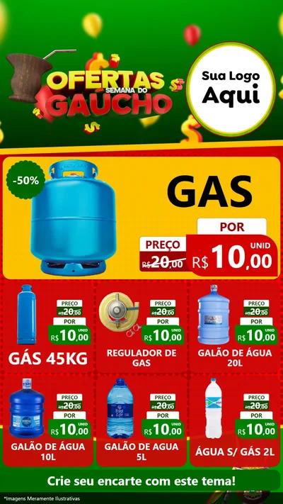 Modelo de Rede Social para Stories com o tema Ofertas Semana Do Gaúcho para Água e gás