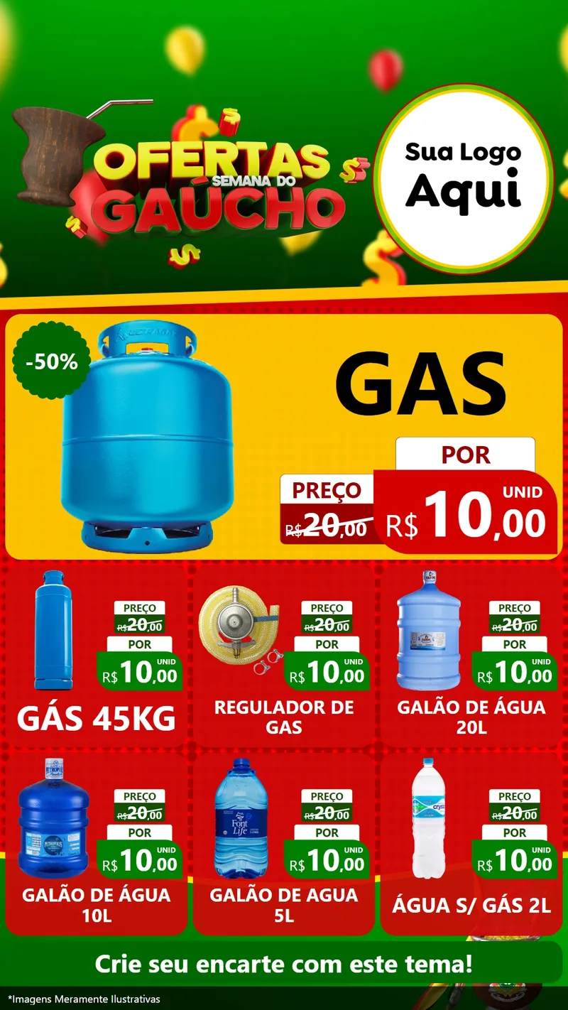 Modelo de Rede Social para Stories com o tema Ofertas Semana Do Gaúcho para Água e gás