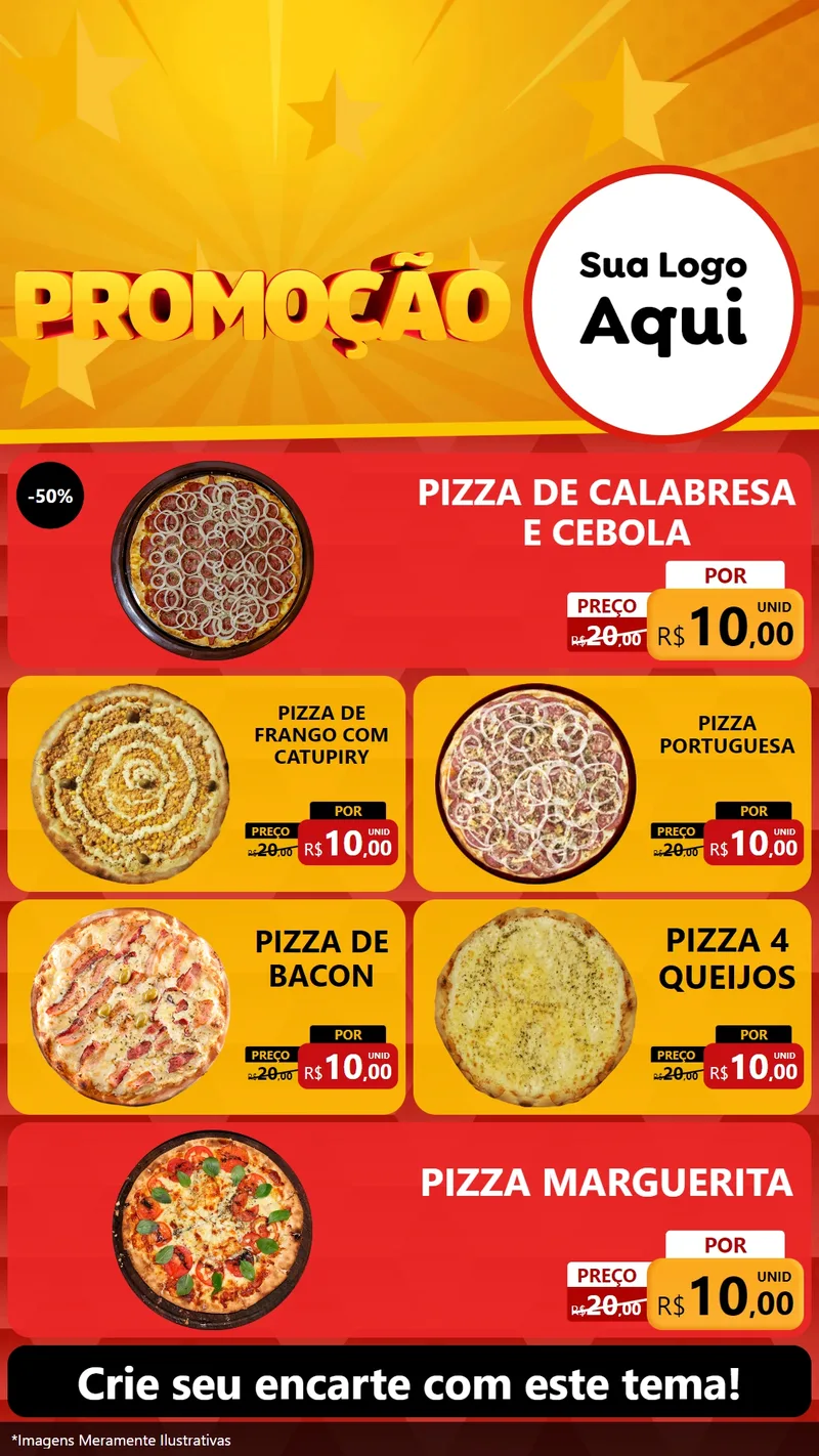 Modelo de TV para TV Vertical com o tema Promoção para Pizzaria