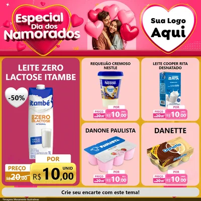 Modelo de Rede Social para Feed Facebook com o tema Especial Dia dos Namorados para Frios e Laticínios