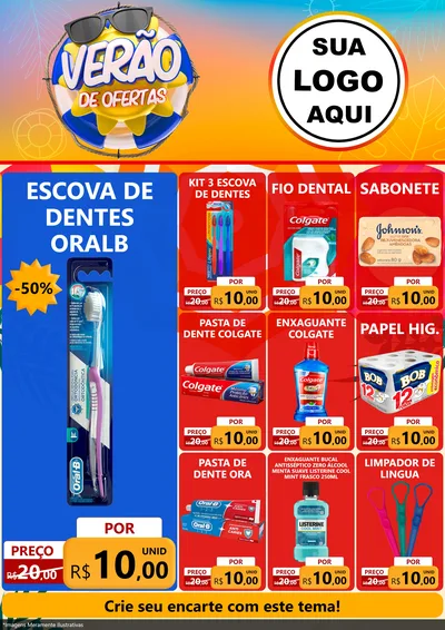 Modelo de Encarte para Encarte A4 Vertical com o tema Verão de Ofertas para Higiene Pessoal