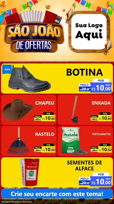Modelo de TV para TV Vertical com o tema São João de Ofertas para Agropecuária