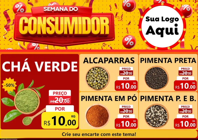 Modelo de Encarte para Encarte A4 Horizontal com o tema Semana do Consumidor para Produtos Naturais