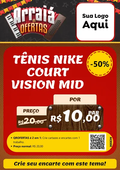 Modelo de Cartaz para Cartaz A4 Vertical com o tema Arraiá de Ofertas - Junina para Calçados