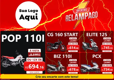 Modelo de Encarte para Encarte A4 Horizontal com o tema Ofertas Relâmpago para Concessionaria de Motos
