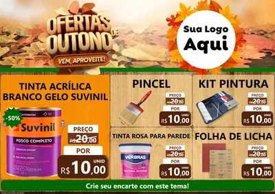 Modelo de Encarte para Encarte A4 Horizontal com o tema Ofertas de Outono - Vem, Aproveite! para Tintas e Ferramentas