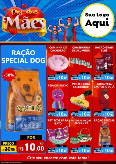 Modelo de Encarte para Encarte A4 Vertical com o tema Dia das Mães para Pet Shop