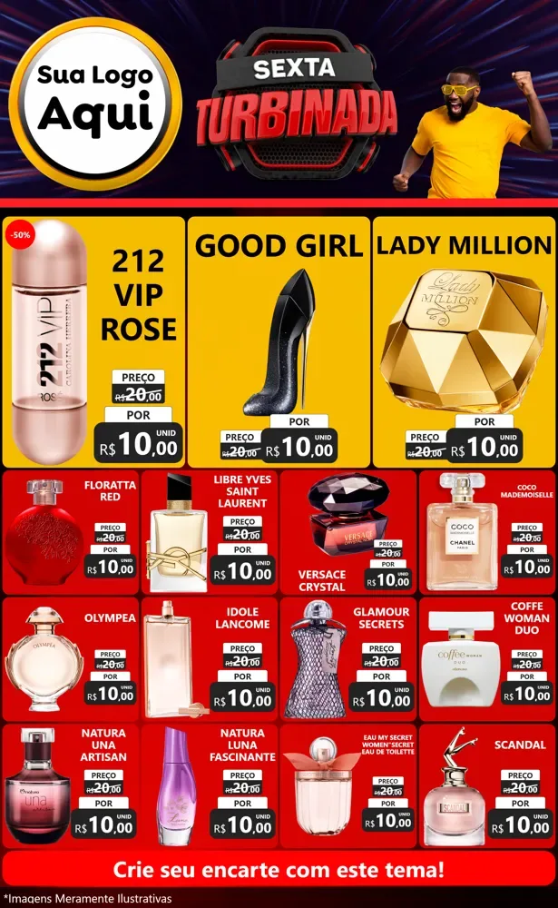 Modelo de Encarte para Encarte Grande com o tema Sexta Turbinada para Perfumes