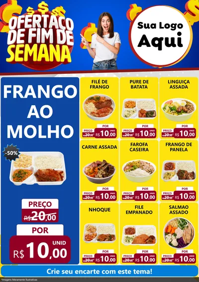 Modelo de Encarte para Encarte A4 Vertical com o tema Ofertaço de Fim de Semana para Restaurante