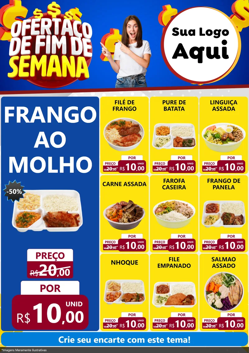 Modelo de Encarte para Encarte A4 Vertical com o tema Ofertaço de Fim de Semana para Restaurante
