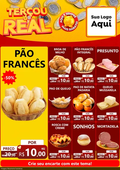 Modelo de Encarte para Encarte A4 Vertical com o tema Terçou do Real para Padaria