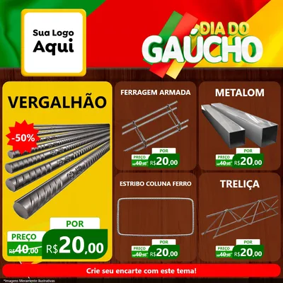 Modelo de Rede Social para Feed Facebook com o tema Dia do Gaúcho para Ferragens