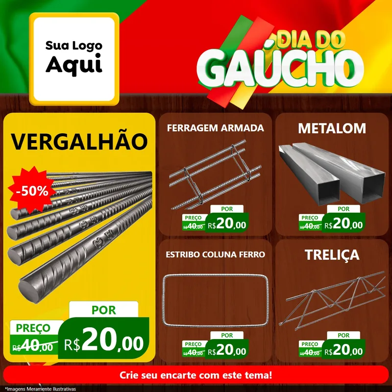 Modelo de Rede Social para Feed Facebook com o tema Dia do Gaúcho para Ferragens