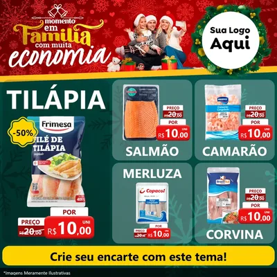 Modelo de Rede Social para Feed Facebook com o tema Momento em Família (Natal) para Peixaria