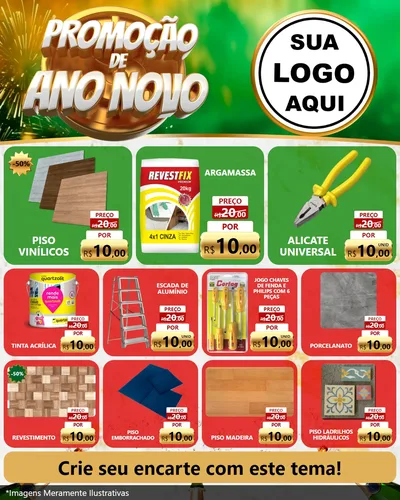 Modelo de Rede Social para Feed Instagram com o tema Promoção de Ano Novo para Material para Construção
