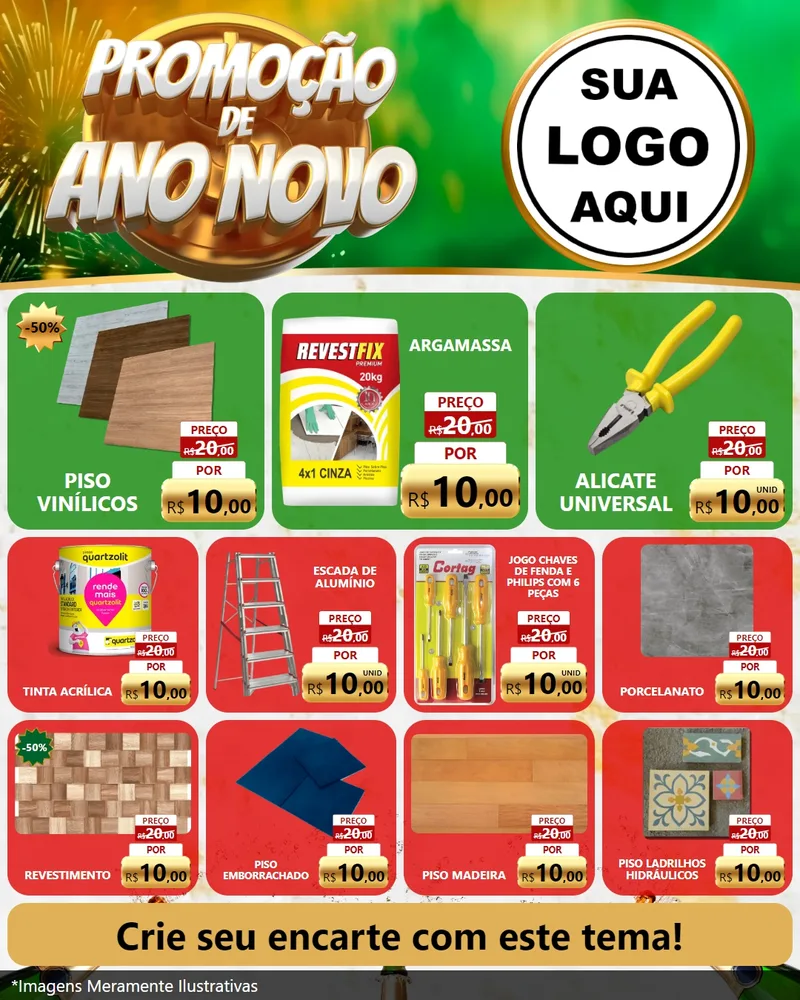 Modelo de Rede Social para Feed Instagram com o tema Promoção de Ano Novo para Material para Construção