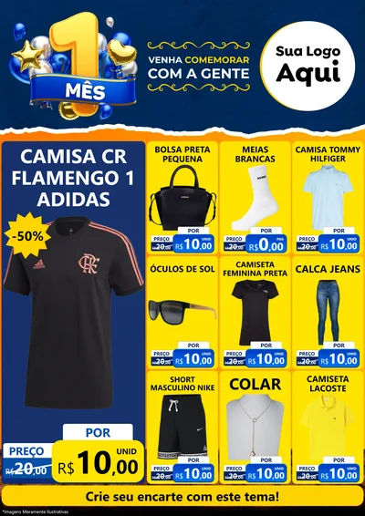 Modelo de Encarte para Encarte A4 Vertical com o tema Um Mês de Aniversário para Roupas e acessórios
