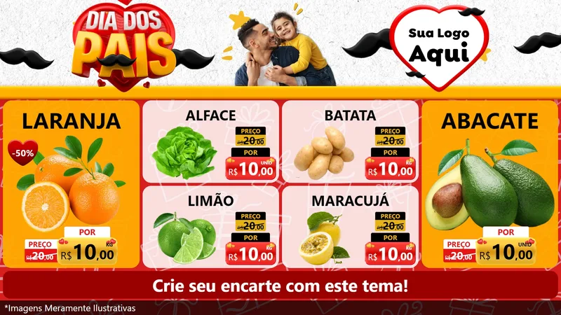 Modelo de TV para TV Horizontal com o tema Dia dos Pais para Hortifrúti