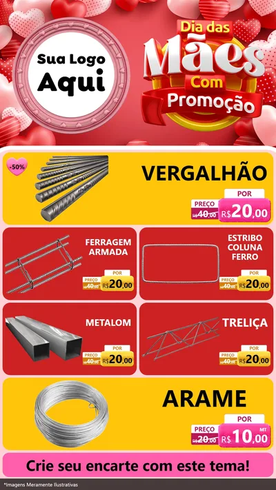 Modelo de TV para TV Vertical com o tema Dia Das Mães Com Promoção para Ferragens