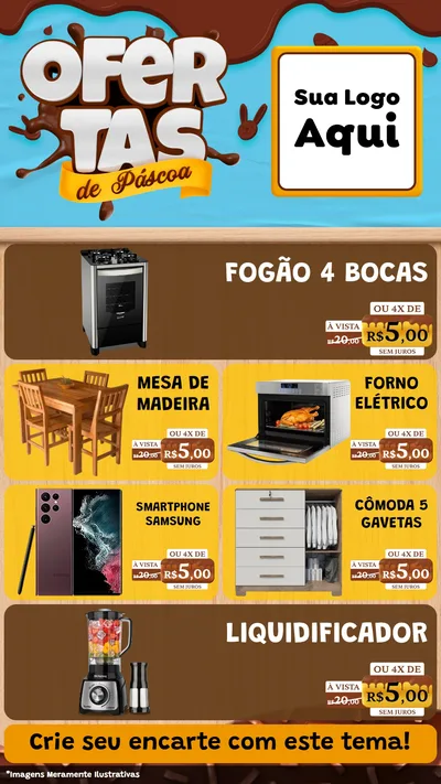 Modelo de TV para TV Vertical com o tema Ofertas de Páscoa para Móveis e Eletro