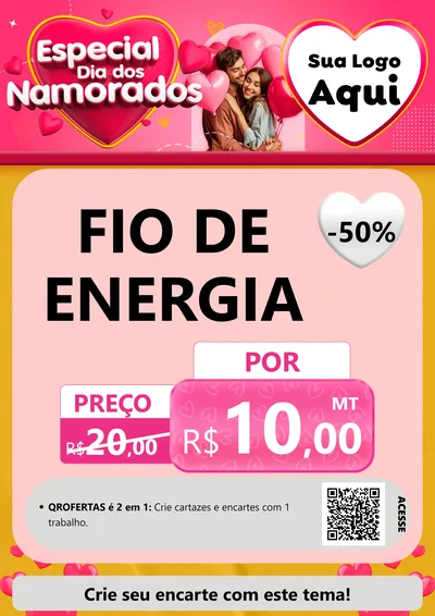 Modelo de Cartaz para Cartaz A4 Vertical com o tema Especial Dia dos Namorados para Materiais Elétricos