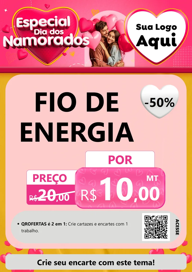 Modelo de Cartaz para Cartaz A4 Vertical com o tema Especial Dia dos Namorados para Materiais Elétricos