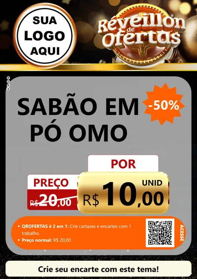 Modelo de Cartaz para Cartaz A4 Vertical com o tema Réveillon de Ofertas para Produtos de Limpeza