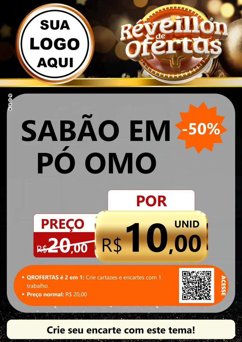 Modelo de Cartaz para Cartaz A4 Vertical com o tema Réveillon de Ofertas para Produtos de Limpeza