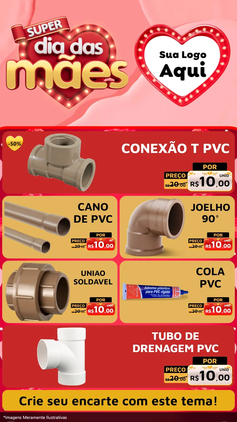 Modelo de TV para TV Vertical com o tema Super Dia Das Mães para Tubos e conexões