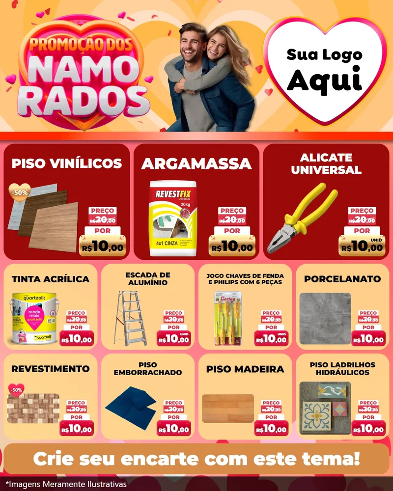 Modelo de Rede Social para Feed Instagram com o tema Promoção dos Namorados para Material para Construção