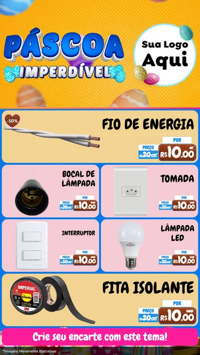 Modelo de TV para TV Vertical com o tema Páscoa Imperdível para Materiais Elétricos