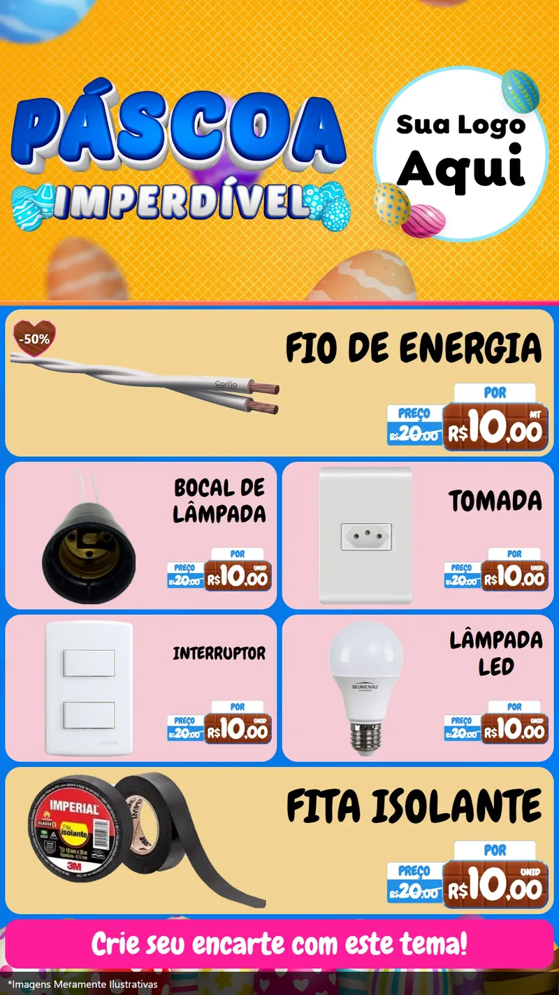 Modelo de TV para TV Vertical com o tema Páscoa Imperdível para Materiais Elétricos