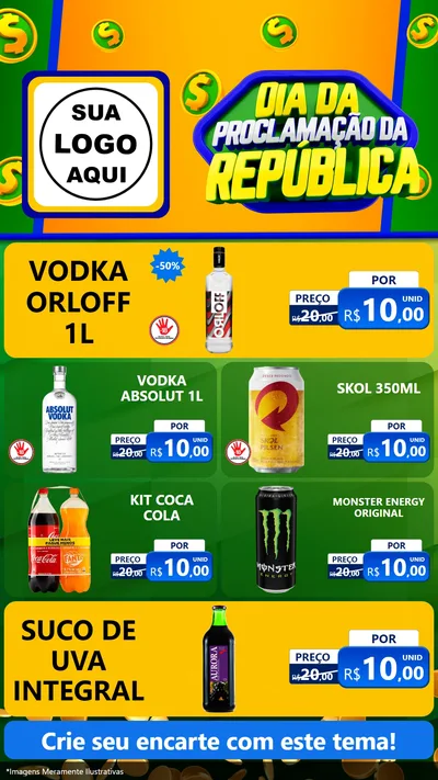 Modelo de TV para TV Vertical com o tema Dia Da Proclamação da República para Distribuidora de bebidas