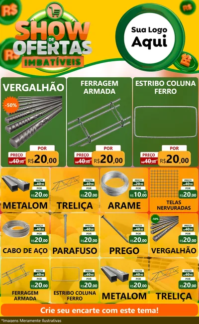 Modelo de Encarte para Encarte Grande com o tema Show de Ofertas Imbatíveis para Ferragens