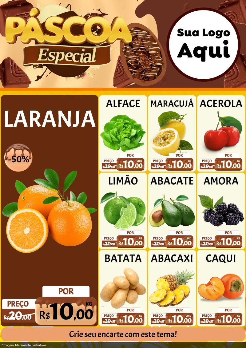 Modelo de Encarte para Encarte A4 Vertical com o tema Páscoa Especial para Hortifrúti