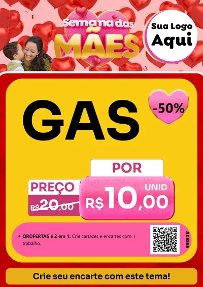 Modelo de Cartaz para Cartaz A4 Vertical com o tema Semana Das Mães para Água e gás