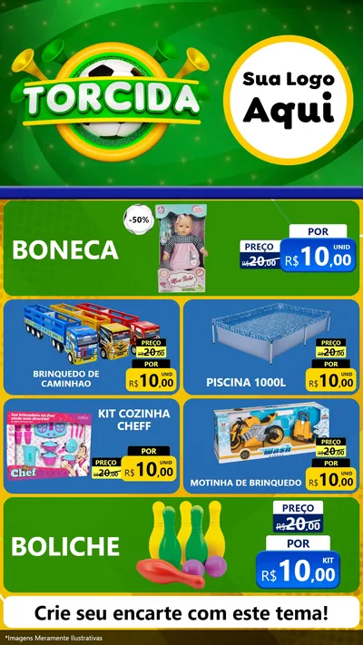 Modelo de TV para TV Vertical com o tema Torcida para Brinquedos