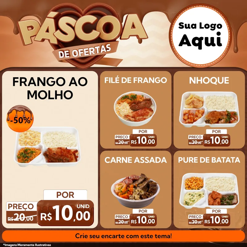 Modelo de Rede Social para Feed Facebook com o tema Páscoa de Ofertas para Restaurante