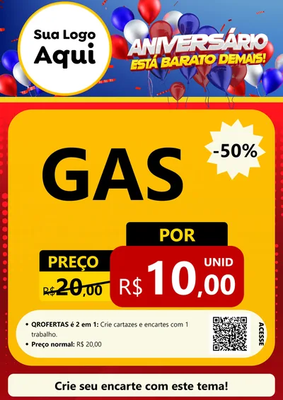 Modelo de Cartaz para Cartaz A4 Vertical com o tema Aniversário para Água e gás