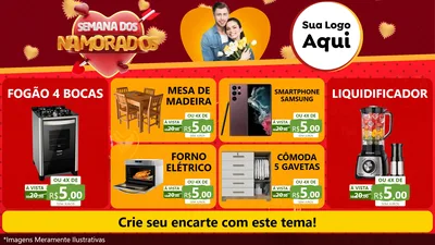 Modelo de TV para TV Horizontal com o tema Semana dos Namorados para Móveis e Eletro