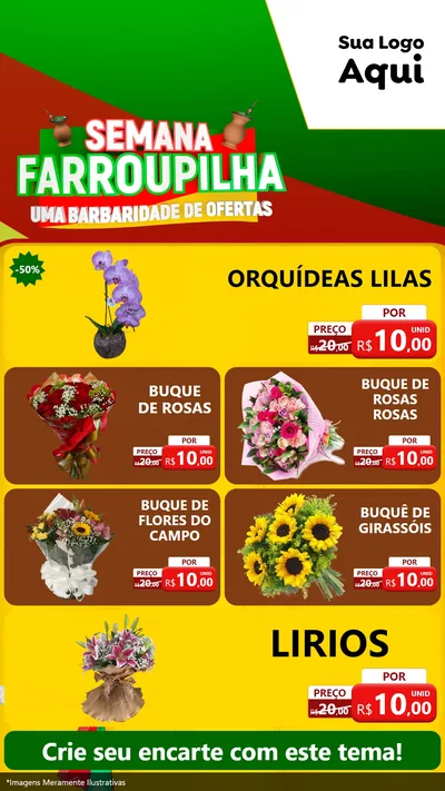 Modelo de TV para TV Vertical com o tema Semana Farroupilha - Uma Barbaridade de Ofertas para Floricultura e jardim