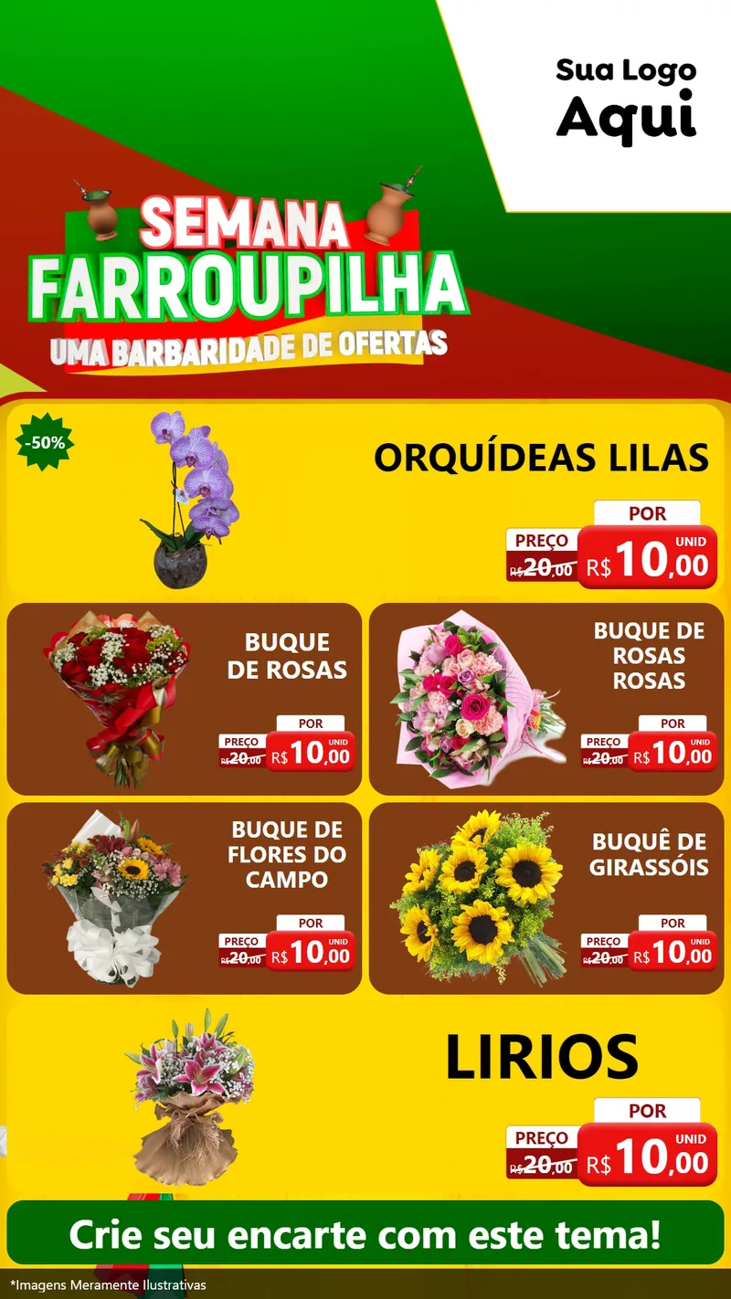 Modelo de TV para TV Vertical com o tema Semana Farroupilha - Uma Barbaridade de Ofertas para Floricultura e jardim