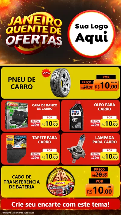 Modelo de TV para TV Vertical com o tema Janeiro Quente de Ofertas para Auto peças