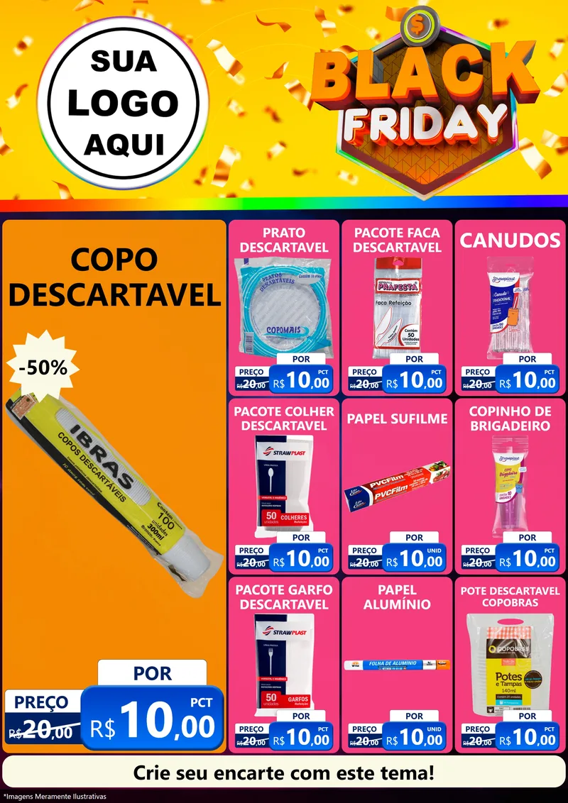 Modelo de Encarte para Encarte A4 Vertical com o tema Black Friday para Embalagens