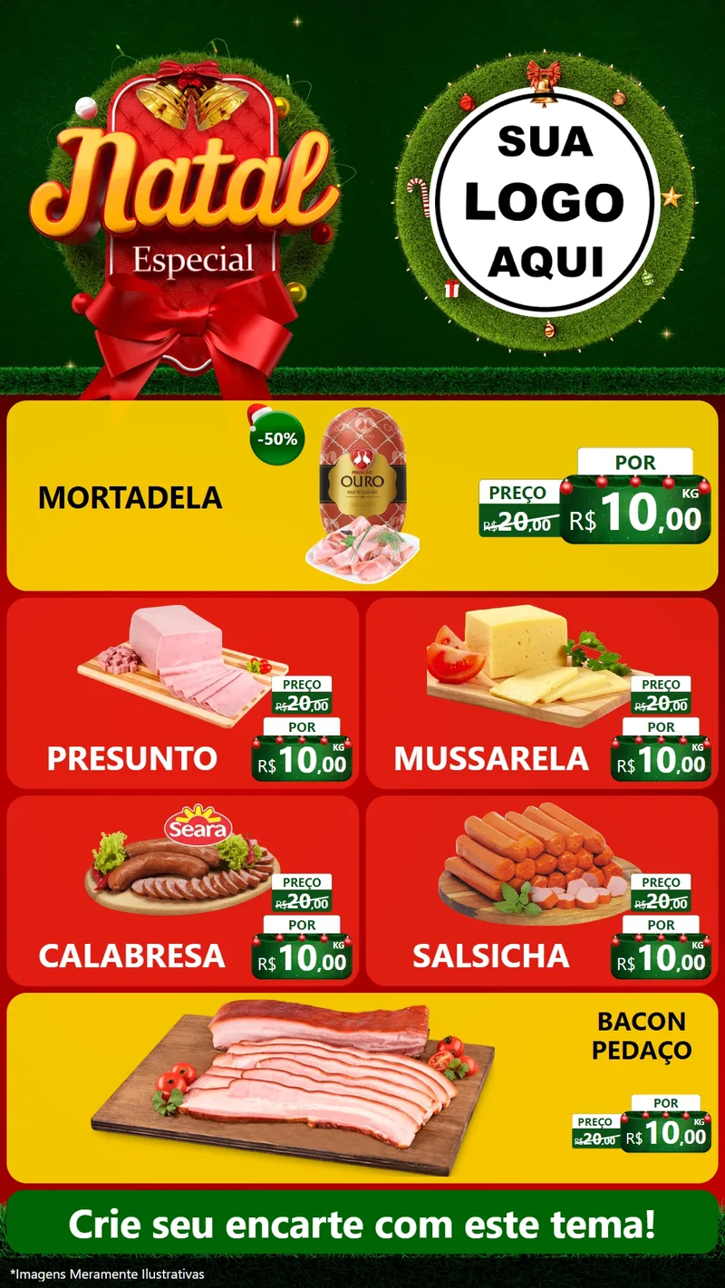 Modelo de TV para TV Vertical com o tema Natal Especial para Frios e Laticínios