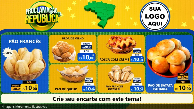 Modelo de TV para TV Horizontal com o tema Proclamação da República para Padaria